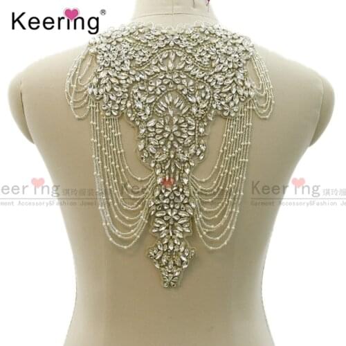 Hand-made Sew on Rhinestone Applique Bodice Tassel For Muslim Head Accessories WDP-330