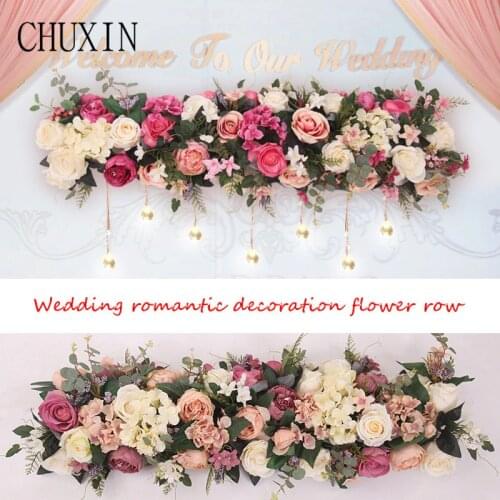 100cm Wedding props welcome area Artificial flower row wedding Scenes arrangement fake flower Large event arch wall decoration