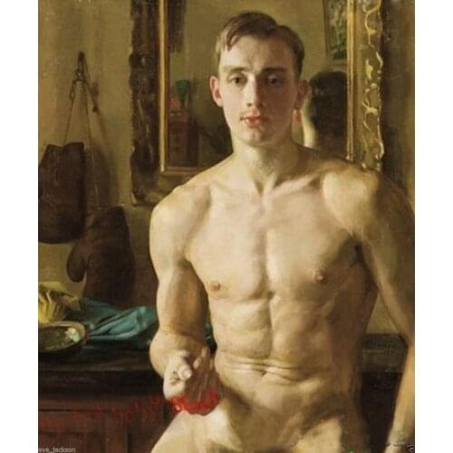 Handcraft Portrait Oil Painting on Canvas-PORTRAIT OF MEN /Male Art 24x36