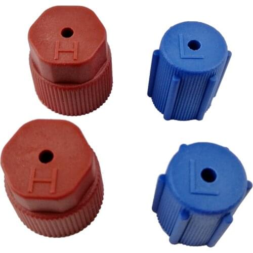 4 Pieces AC Air Conditioning Service Port R134a Side Air Conditioner Cap 13mm Blue & 16mm Brown Conversion Kit Plastic