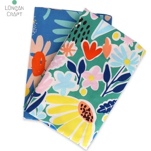 Longan Craft Supplies Floral Print Polyester Fabric Patchwork Sewing Fabrics Quilt Needlework DIY Cloth
