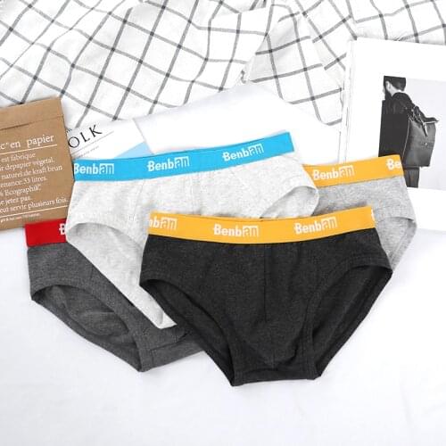 Boxer Cotton Men Underwear Solid Color Simple Boxer Shorts U Convex Design Youth Trend Comfortable Men Underpants Pack