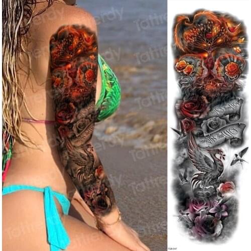 Temporary tattoo death waterproof temporary sleeve tattoo wholesale tattoo large arm tattoos for women men body art fashion 2019