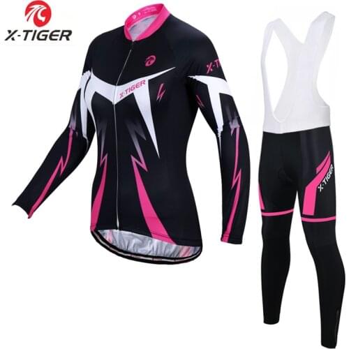 X-Tiger Woman Cycling Jersey Set Quick-dry Autumn Long Sleeve Bicycle Clothing MTB Bike Clothes Wear Ropa Ciclismo Hombre