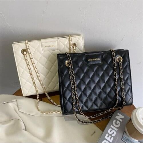 Handbags Tote Bags for Women Luxury Chain Crossbody Bag Shoulder Bag Female Small PU Rivet Messenger Plaid Shopper Purse Sac