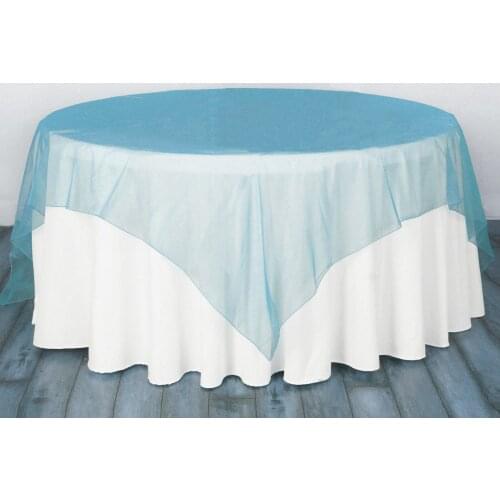 1pc Square Organza Tablecloth 180x180cm Teal Blue Gold White Red Table Cloth Transparent Thin Cover for Wedding Party Decoration
