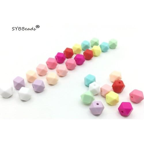 10pcs 11mm Silicone hexagon Beads Baby Teething beads -baby chew loose beads bpa free-33colors beads for baby teether
