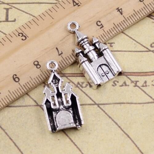 10pcs Charms Castle Barbacan House 28x14mm Tibetan Pendants Antique Jewelry Making DIY Handmade Craft For Bracelet