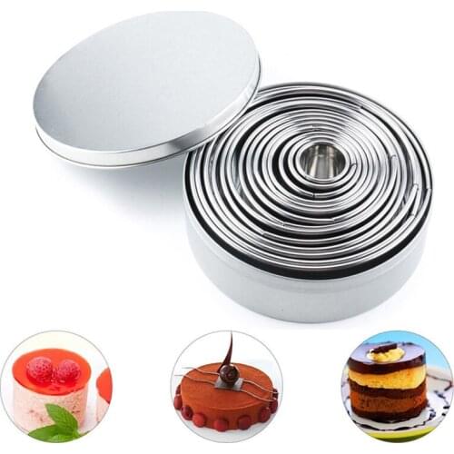 14pcs Round Cookie Biscuit Cutters Circle Pastry Cutters Baking Circle Ring Molds for Mousse Cake Dessert Pastry Decorating Tool