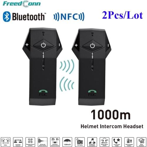 2pcs FDC COlO-RC+L3 1000M BT NFC FM Radio Function Motorcycle Helmet Bluetooth Intercom Headset Interphone for Rider Helmet