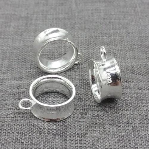 4pcs of 925 Sterling Silver Plain Large Hole Bail Charm Bead for Bracelet Spacer