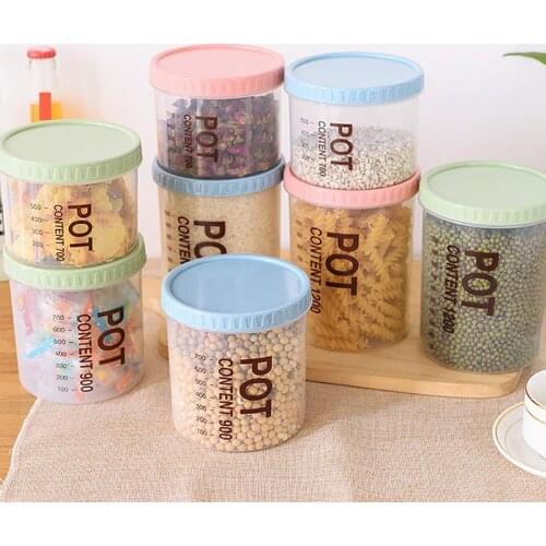 3PCS Food Storage Container Refrigerator plastic storage Jar Plastic Pantry Storage Container For Home 500ML 700ML 1000ML