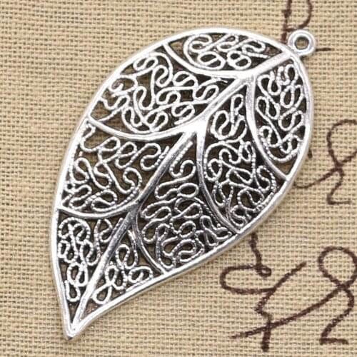 5pcs Charms Tree Leaf 57x31mm Handmade Craft Pendant Making fit,Vintage Tibetan Bronze Silver color,DIY For Bracelet Necklace