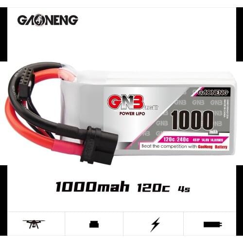 Gaoneng GNB 4S 1000mAh 14.8V 120C/240C Lipo Battery with XT30 XT60 Plug for FPV Racing Drone Quadcopter Helicopter RC Parts