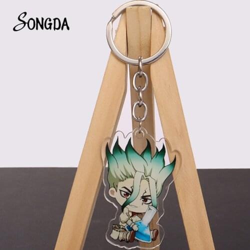 Anime Dr.STONE Acrylic Keychains Holder Cute Cartoon Figures Key Chains Key Rings for Bag Car Unisex Jewelry Decorations Gifts