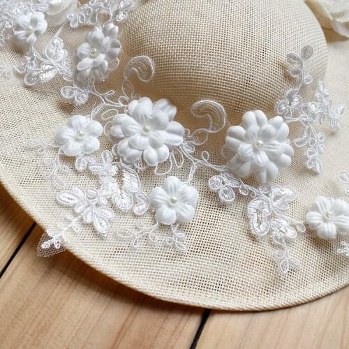 Beaded and crystal lace trim patch applique lace fabric DIY bride hair accessory clothes sew decoration for Wedding dress