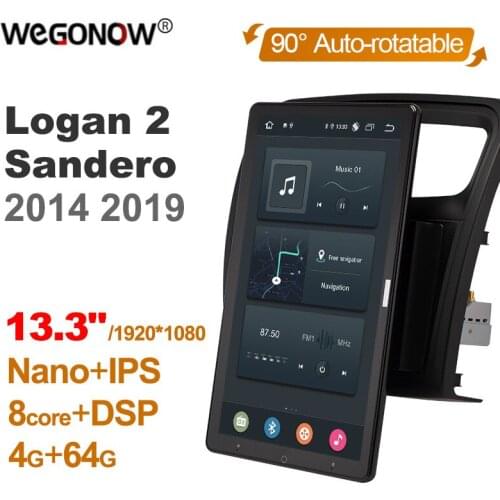 Auto Rotatable 1920*1080 13.3" Ownice Android 10.0 Car Multimedia for Renault Logan 2 Sandero 2014 2019 Symbol Car Auto Radio