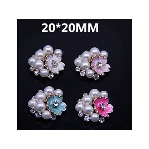 Free shipping 30pcs mix Rhinestone/Pearls decoration Alloy drop oil gold-color metal flowers diy phone shell/hair accessories