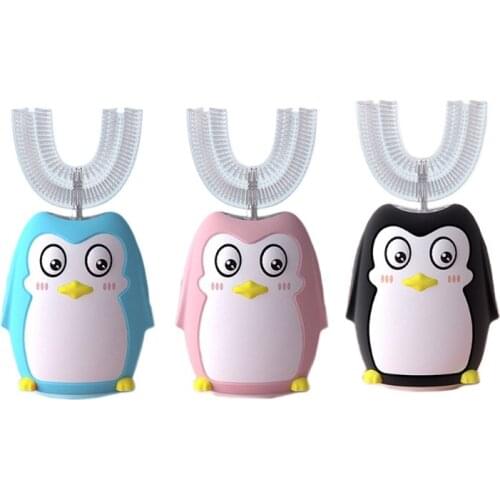 Wireless USB Kids Electric Ultrasonic Toothbrush U Shaped Cartoon Teeth Cleaner