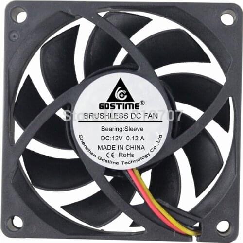 Gdstime 12V 3PIN 70mm 7cm 70x70x15mm Sleeve Bearing DC Fan Brushless Computer PC Case Cooling Cooler Fan