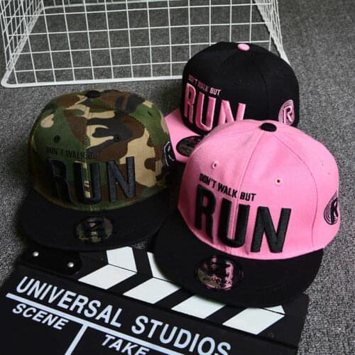Camo Run Letter Snapback Baseball Cap Camouflage Hip Hop Hat Outdoor Sports Street Dance Fashion Casual Pink Hat for Men Women