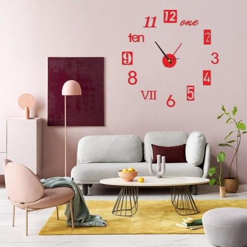 Large Mirror 3D Wall Clock Watches Sticker Living Room Bedroom Wall Decoration Quartz Needle Wall Clock Modern Design Home Decor