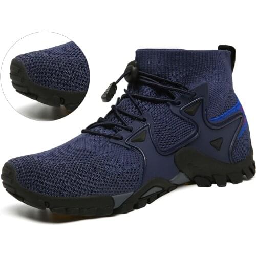 Brand Mens Hiking Shoes High-top Thickening Hiking Shoes Mens and Womens Large Size Mesh Sports Hiking River Shoes