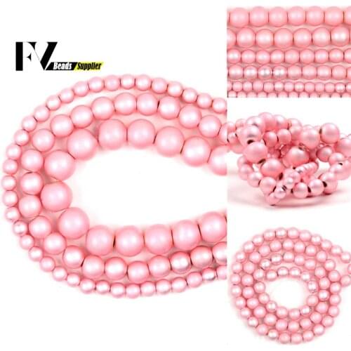 Natural Stone Beads Dull Polish Matte Pink Hematite Round Beads For Jewelry Making DIY Bracelet Accessories 15'' 2/3/4/6/8/10mm