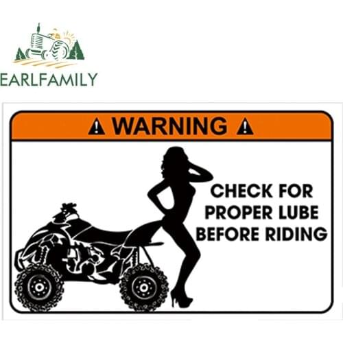 EARLFAMILY 13cm x 7cm Car Styling Glossy Vinyl Sticker Funny Warning Sticker Quad ATV Bike Joke Gift Waterproof DIY Car Sticker