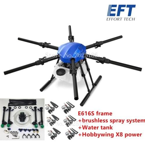 EFT E616S 16L Agricultural spraying drone E616 616S 16KG folding wheelbase frame brushless water pump spray X8 power system kit