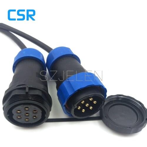 SD28TP-ZM, waterproof connector 7 pin , Outdoor cable 7 pin connector,IP67, 7pin pin in line connectors, Current Rating 25A