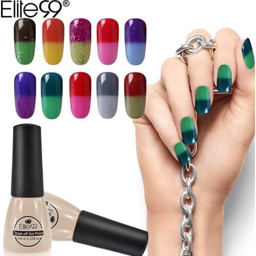 Elite99 Gel Polish Temperature Changeable Color Nail Lacquer Semi Permanent Nail Art Manicure Varnish Chameleon UV Varnish Gel