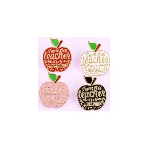 Creative Personality Teacher Gift Alloy Brooch Four-color Apple Paint Pin Badge Exquisite
