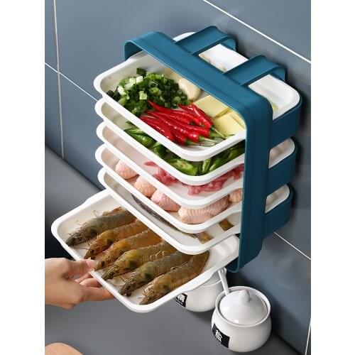 Kitchen multi-function shelf wall hanging household wall rack multilayer storage model cut dish with vegetable artifact