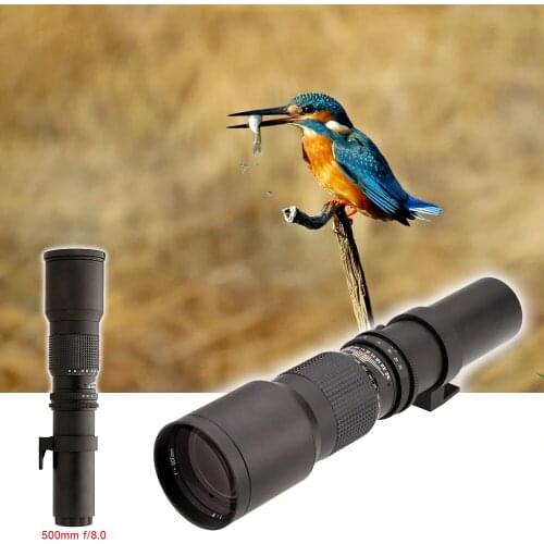 Lightdow 500mm F8.0 Lens Manual Telephoto Zoom + T2 T Mount Adapter Ring for Cannon Nikon Sony Fuji Olympus Pentax Camera