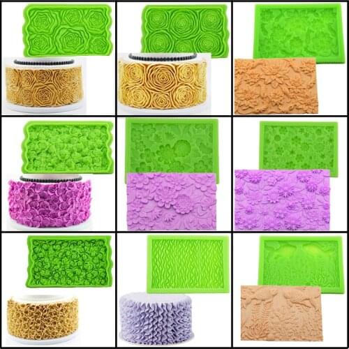 Meibum Rose Flower Vine Petal Cake Fondant Mold Silicone Molds Embossed Floral GumPaste Sugar Craft Decorating Mould Baking Tool