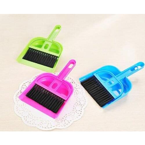 Mini colorful Desktop Cleaning Brush Computer and Keyboard Brush Small Broom Dustpan Set Brush Skimmer combo set Free shipping