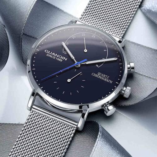 Relogio masculino GUANQIN 2018 Luxury Fashion Casual Watches Top Brand Ultrathin Quartz Watch Men Watches Stopwatch HD Luminous