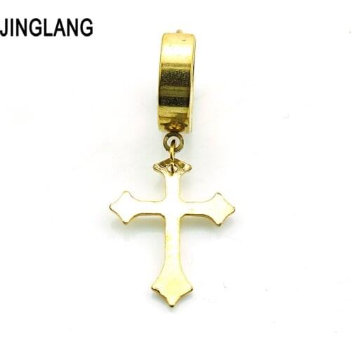 JINGLANG Newly Fashion Non-mainstream Europe Style Gold Ear Plugs Tunnels 316L Stainless Steel Bar Fake Body Piercing Jewelry