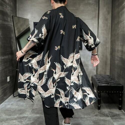 Plus Size Yukata Haori Men Japanese Long Kimono Cardigan Men Samurai Costume Clothing Kimono Jacket Mens Kimono Yukata Haori