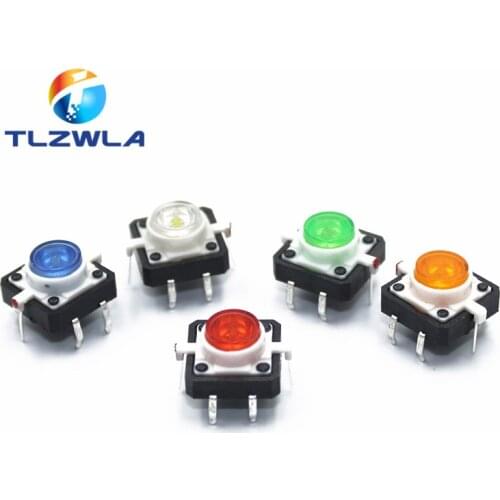 5PCS 12X12X7.3 Tactile Push Button Switch Momentary Tact LED 5 Color 12X12X7.3mm 12*12*7.3mm