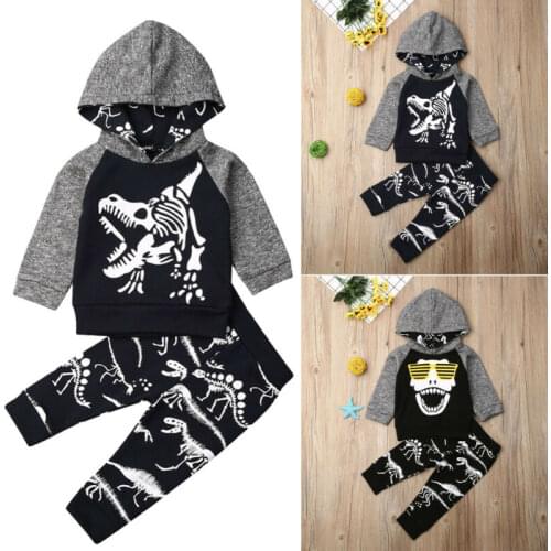 Newborn Infant Baby Boy Girl Hoodie Sweatshirt Long Pants Outfits Clothes Set Tracksuit Casual Cartoon Suit