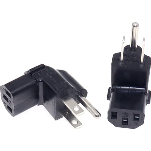 Angled 3 Prong USA C13 to NEMA 5-15P Plug Power Adapter for Standard Computer Power Adapter 15A/125V