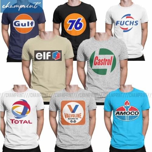 Vintage Oil Retro Gas Petrol Brand Logo T-Shirts Men Car Motorsport T Shirt 70s 80s Birthday Gift Tee Shirt