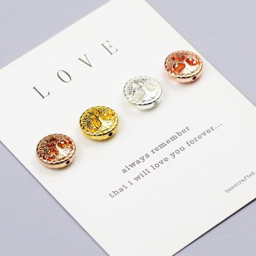 WLYeeS Tree of Life Gold SIlvers Hematite Stone bead Charm Pendants Spacer loose bead for Bracelet Earring making DIY 12mm 20Pcs