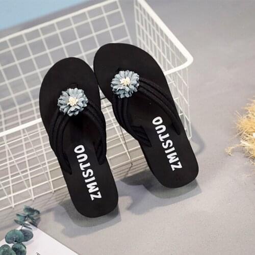 2021 Spring and Summer Black Slippers for Women Casual Outdoor Frosted Flip-Flops Platform Wedge Beach Flip-Flops TX454