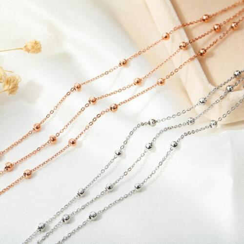 Womens titanium steel anklet College style simple anklet Round bead O-shaped anklet