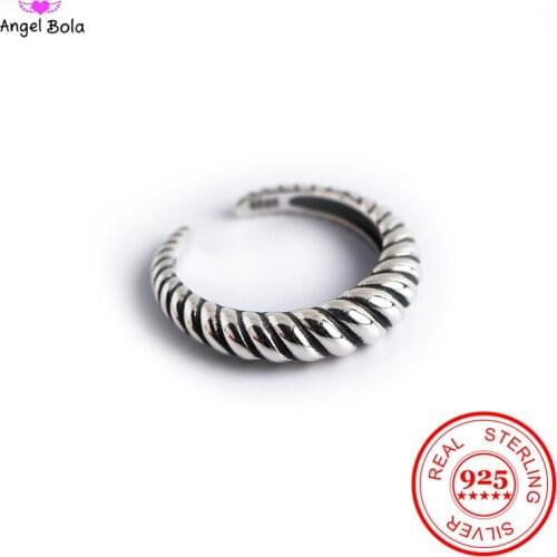 Women Unique Adjustable Opening 925 Sterling Silver Finger Ring Retro Carved Ring Jewelry Personalized Silver Jewelry Wholesale