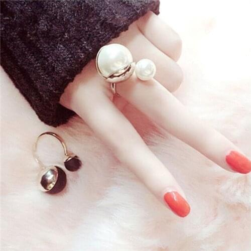 Vintage Korea Simulated Pearl Jewelry Open Ring Jewelry Bijoux Adjustable Jewelry Rings for Women Anel Masculino Bague A0299