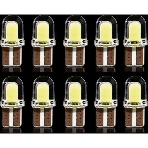 10pcs T10 W5W COB LED CANBUS White Light Car Interior Reading Lamp Universal Auto Clearance License Light Bulbs